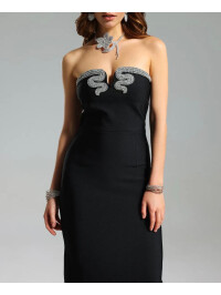 ROCHIE FĂRĂ BRETELE CU DECOLTEU ÎN V 