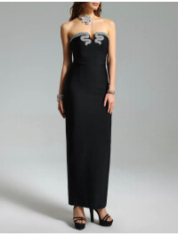 ROCHIE FĂRĂ BRETELE CU DECOLTEU ÎN V 