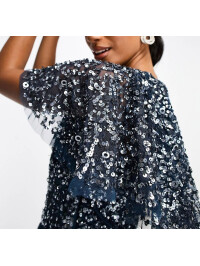 ROCHIE MINI CU PAIETE ȘI MÂNECI TIP FLUTURE