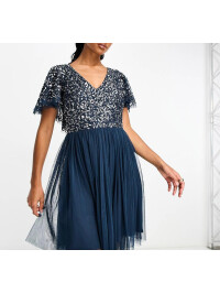 ROCHIE MINI CU PAIETE ȘI MÂNECI TIP FLUTURE